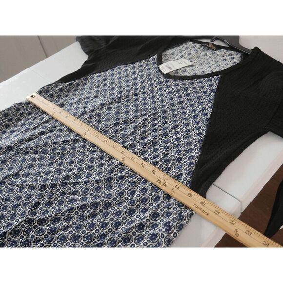 Suzanne Betro Women's Navy & Red Contrast-Hem Long-Sleeve Shift Dress L - Picture 7 of 10